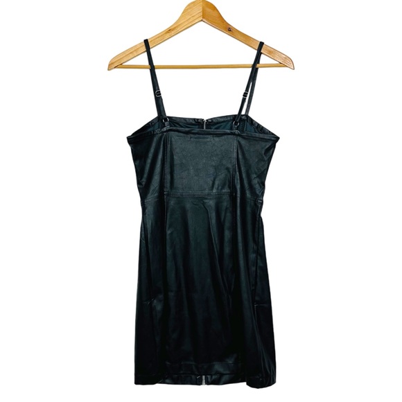 Aeropostale Faux Leather Zip Front Slim Bodycon Classic Goth Mini Dress Black S - Picture 5 of 14